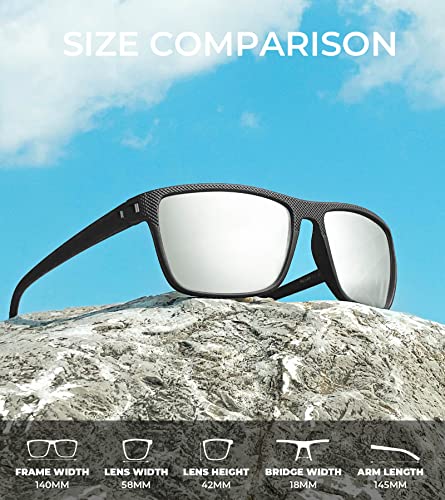 KALIYADI Polarized Sunglasses Men - Lightweight UV Protection for Driving, Fishing, Golf - Black, Ice Blue, Silver