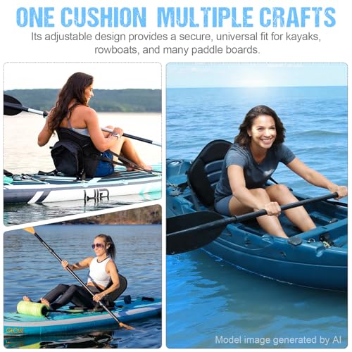 Kayak Seat Deluxe Padded Fishing Boat Seat with Backrest, Storage & Adjustable Straps - Set of 1