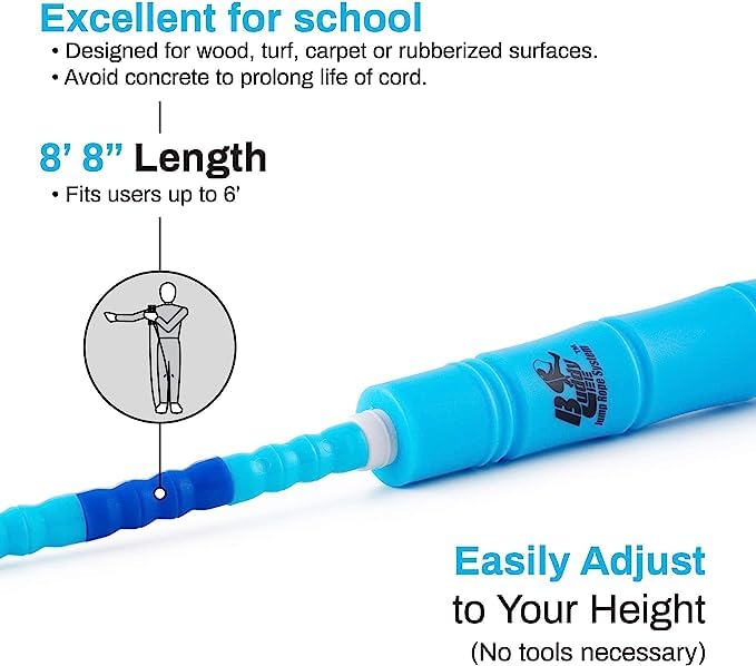Buddy Lee Beaded Jump Rope - Blue Adjustable Fitness Skipping Rope for Adults