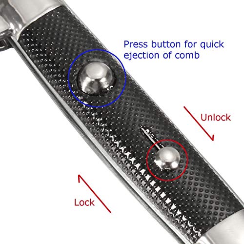 9-Inch Stainless Steel Switchblade Folding Pocket Comb - Locking Button