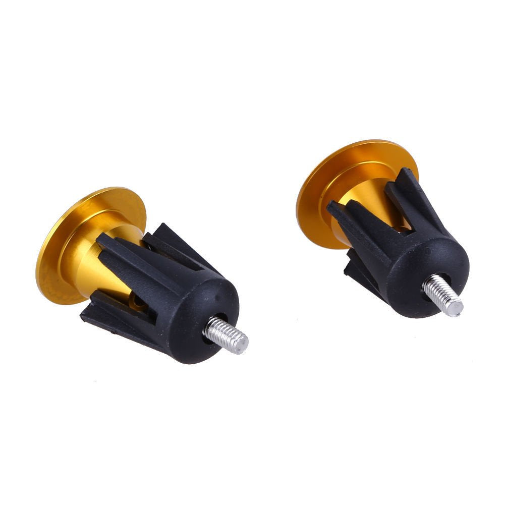 Aluminum Bike Handlebar End Plugs Fit for Most Bicycle, Road Bike, Mountain Bike,folding bike. (Quantity:A pair Bicycle Bar End Plugs) (Gold)