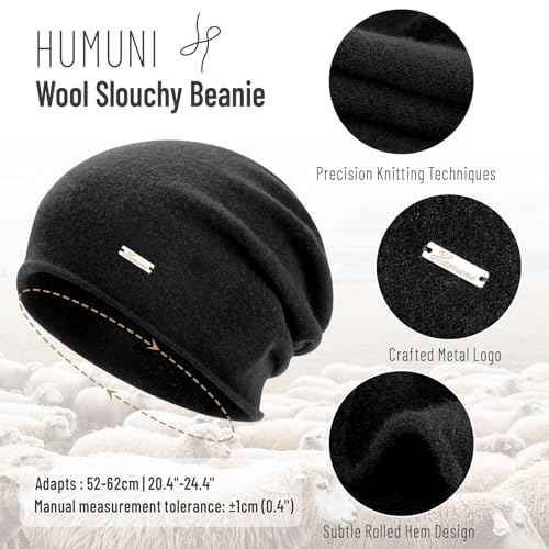 Wool Slouchy Beanie for Women,Soft Warm Beanies Hats- Lightweight & Breathable Skull Beanies Cap for Spring,Fall, Winter