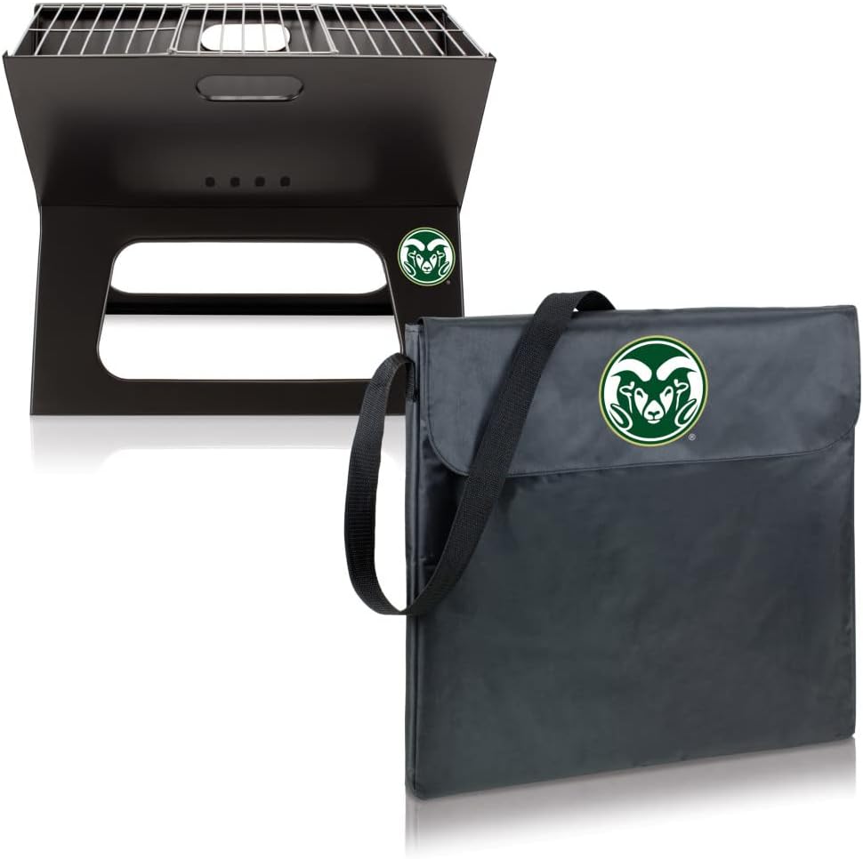PICNIC TIME NCAA Colorado State Rams X-Grill Portable Grill - Camping Grill - Small Charcoal Grill for Tailgating