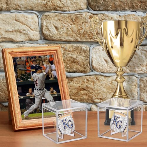 6 Pack Championship Ring Display Cases Clear Acrylic Shelf Stand for Sports Fans