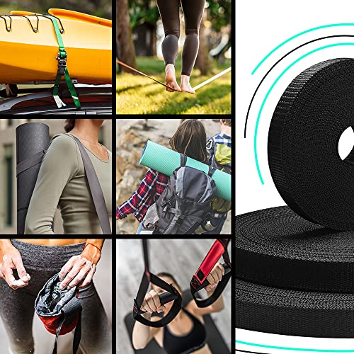 Black 2-Inch Webbing Strap 50 Yards Heavy Duty Polypropylene Outdoor Use