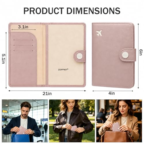 Travel RFID Passport Holder Wallet for Women and Men Dusty Pink