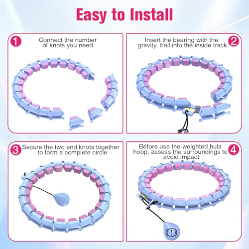 Fit Hoop Weighted Waist Circle, 32 Detachable Parts & 65-Inch Plus-Size Fit, Weight Loss Fitness Gear, Quiet Home Workout Tool