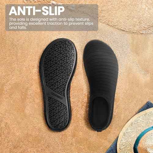 SEEKWAY Water Shoes Women Men Adult Quick-Dry Aqua Socks Barefoot Non Slip for Beach Swim River Pool Lake surf Black SK002(U)