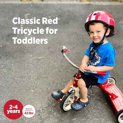 Radio Flyer Classic 10 Inch Toddler Tricycle with Rubber Tires and Steel Frame, Red