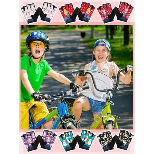 6 Pairs Kids Bike Gloves Fingerless Gymnastics Monkey Bar Workout Golf Gloves for Girls Cycling Exercise
