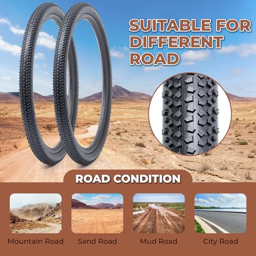 27.5 Inch Bicycle Tires 2 Pack, Durable Folding Mountain Bike Tires 50-584