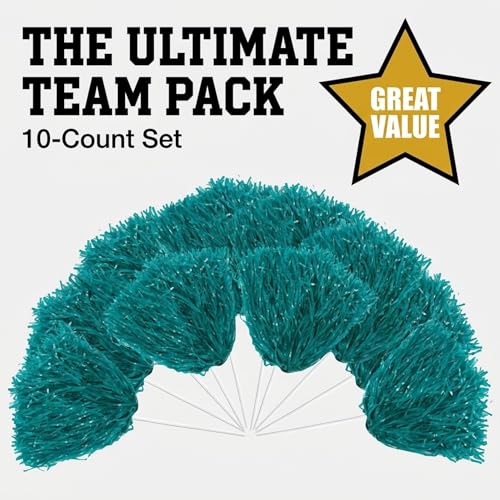 Anderson's Teal 10-Piece Cheerleader Pom Poms - Sports Fan & Party Supplies