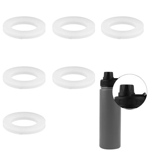 PEUTIER 6pcs Water Bottle Gasket Replacements for DRINCO 14/18/22/32/40/64oz, Chug Spout Seal Gasket Silicone Sealing Ring Stainless Steel Water Bottle Spout Lid Gasket for DRINCO Straw Lids, White