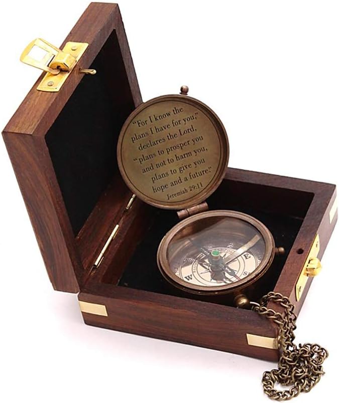For I Know The Plans I Have For You, Jeremiah 29:11, Solid Brass Directional Engraved Compass, Baptism Gifts for Boys Girls, First Communion, Christian Gifts for Men, First Confirmation Gifts for Boys