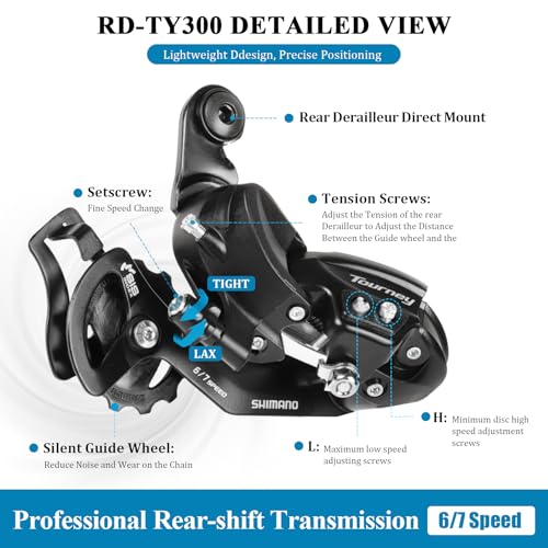 Rear Derailleur RD-TY300 6/7Speed Rear Derailleur Direct Mount for Hybrid / Commuter Bikes Mountain Bike Road Bike Snowmobile Trail Bike