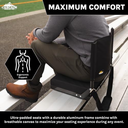 Stadium Seat with Back Support - Ultra Padded & Foldable - Black