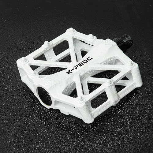 GPMTER Bike Pedals 9/16 White - Anti-Skid Aluminum Alloy MTB Road Bicycle Flat
