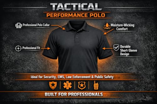 Men's Performance Polo Shirt Large Black - Moisture Wicking Workwear