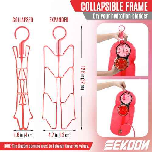 Feekoon Reservoir Hydration Bladder Cleaning Kit, Water Bladders Cleaner Set Includes Brushes, Drying Collapsible Frame and Carrying Bag, Water Reservoir Cleaning Tools for Hydration Backpack