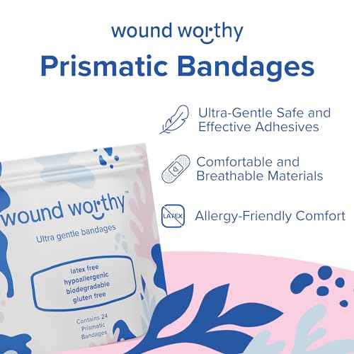 Sensitive Skin Bandages - 2"x4" Prismatic Silicone Foam Dressing - As Seen on Shark Tank - Non-Stick & Hurt-Free Pad for Sensitive Skin - Large & Small Breathable Bandaids (24 pcs.) by Wound Worthy