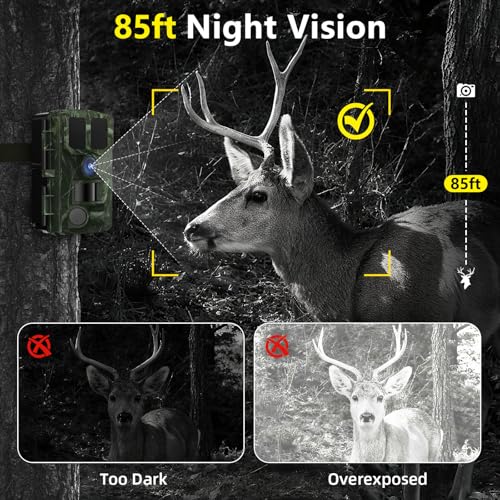 Trail Camera WiFi 4K 48MP Night Vision with 64GB Memory Card