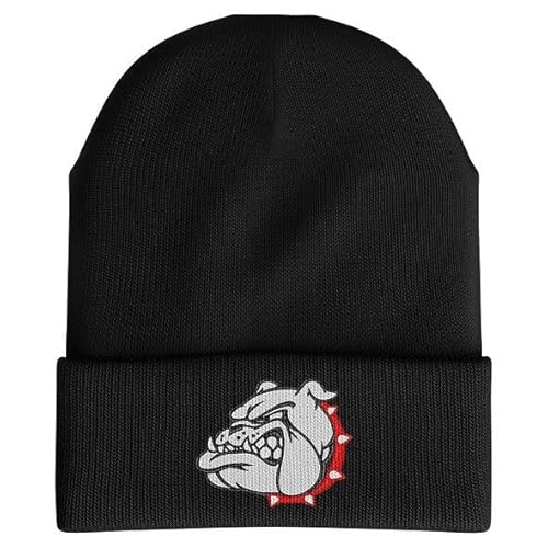 Bulldog Beanie Hat for Men, Funny Dog Head Embroidered Hat, Gifts