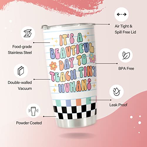 Teacher Appreciation Gift - 20oz Stainless Steel Tumbler with Lid & Straws - Back to School & Christmas Gift - Teacher 6