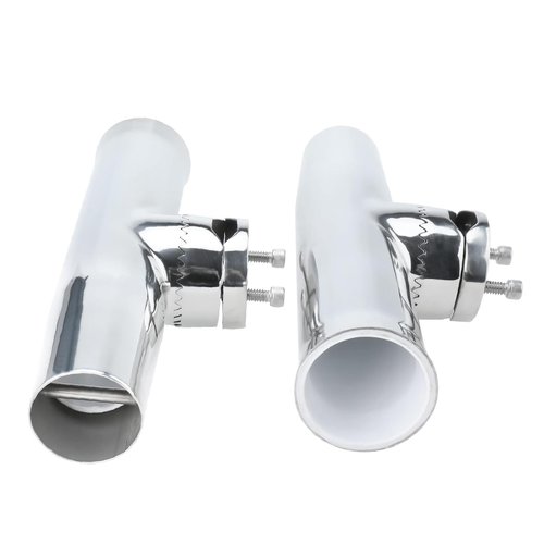 NovelBee 2pcs Stainless Tournament Style Clamp on Fishing Rod Holders,Rail Mount Fishing Rod Pole Holder for Marine Boat Yacht (for Rails 7/8" to 1")