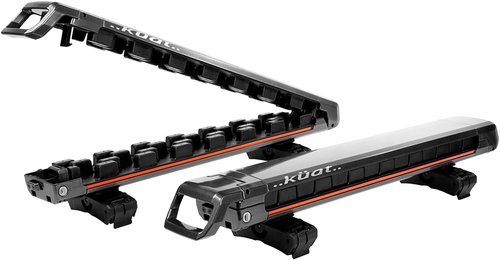 KUAT Grip 4 Durable Universal Car SUV Rooftop Crossbars Mounted Winter Sports Gear Hauling Transportation Slide-Out Locking Clamshell Rack, Fits 4 Skis/2 Snowboards - Pearl with Silver Anodize