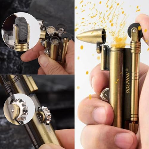 Antique Brass Rope Lighter - Windproof Metal Shepherd's Survival Camping Tool