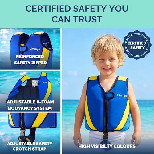 Kids Neoprene Swim Vest with Adjustable Buoyancy, Secure Fit - Royal Blue, 6-9 Years