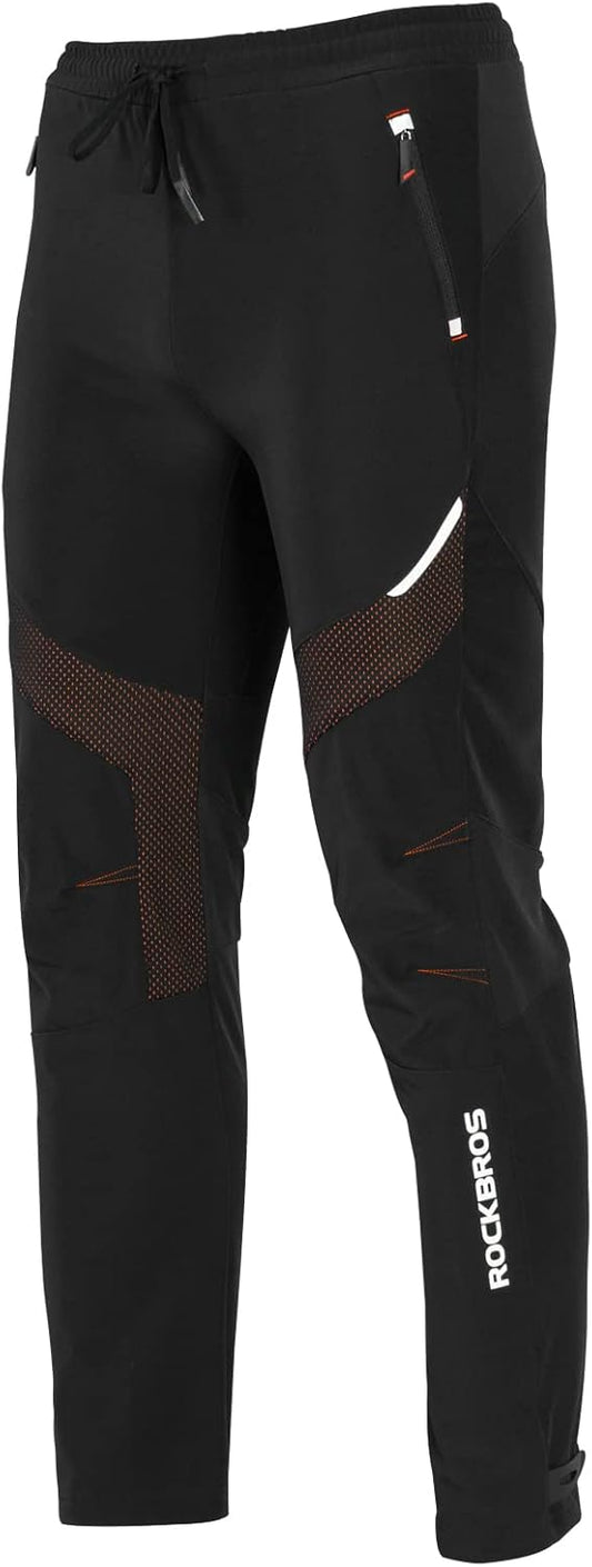 ROCKBROS Winter Cycling Pants Warm Ergonomics Men's Windproof Thermal Bicycling Pants Black