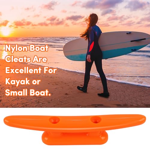 5 Inch Nylon Boat Cleats Pack of 4 with Hardware - Orange Dock Tie Downs