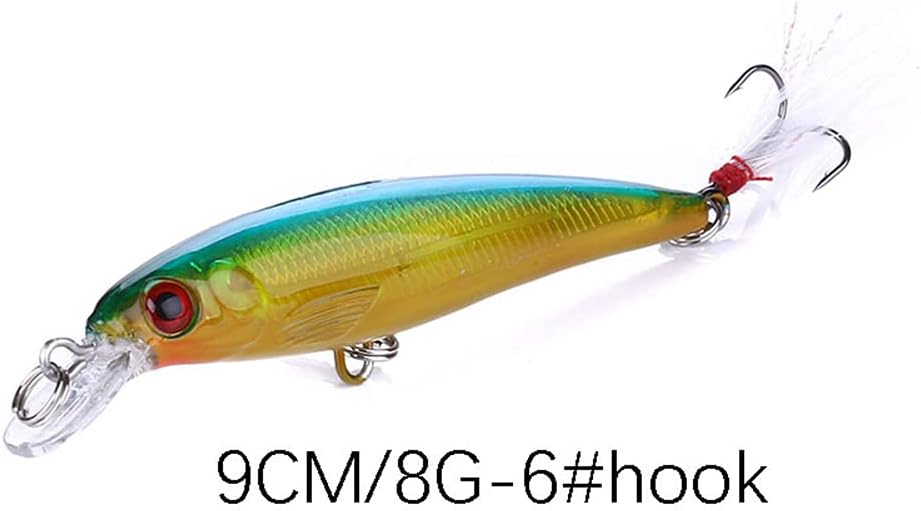 OriGlam 10pcs 3D Artificial Minnow Fishing Lures Baits, Fishing Tackle CrankBait Bass, Hard Bait Swimbait Fishing Lure