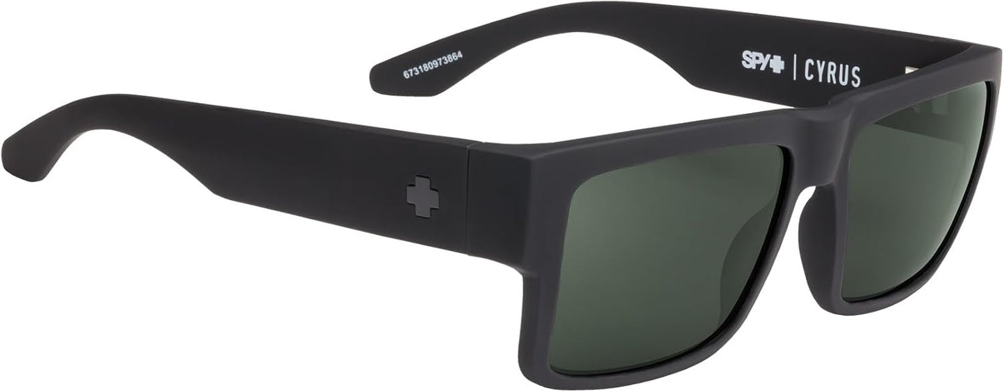 Spy Optic Unisex Cyrus Soft Matte Black/Happy Grey Green Polar Sunglasses