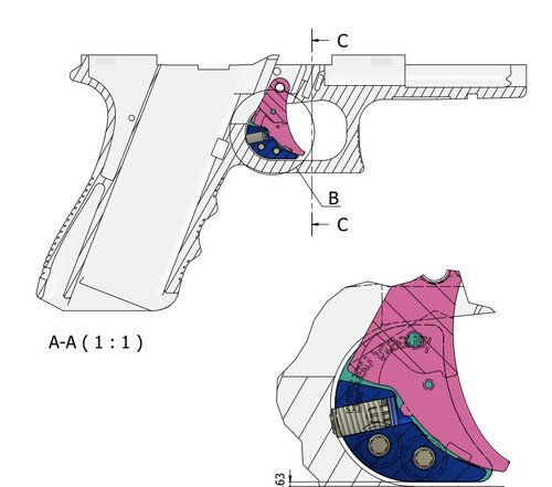 Billman Ꙙrsenal Ltd Trigger Safety Block Made of Aluminium for Gen 3-5 Right Handed Compatible with Post 98 Glock Pistols.