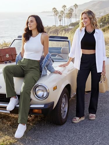 Tall Women's Cargo Pants - 36 Inseam, Black, Straight Leg, 6 Pockets, Work & Casual Wear