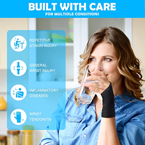 AOOWU Wrist Brace with Thumb Support 2 Pack - Breathable Compression Hand Supports for Men & Women (Size M)