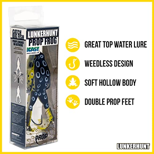 Lunkerhunt Frog Bait for Bass & Trout - Croaker Color, Weedless Topwater Lure
