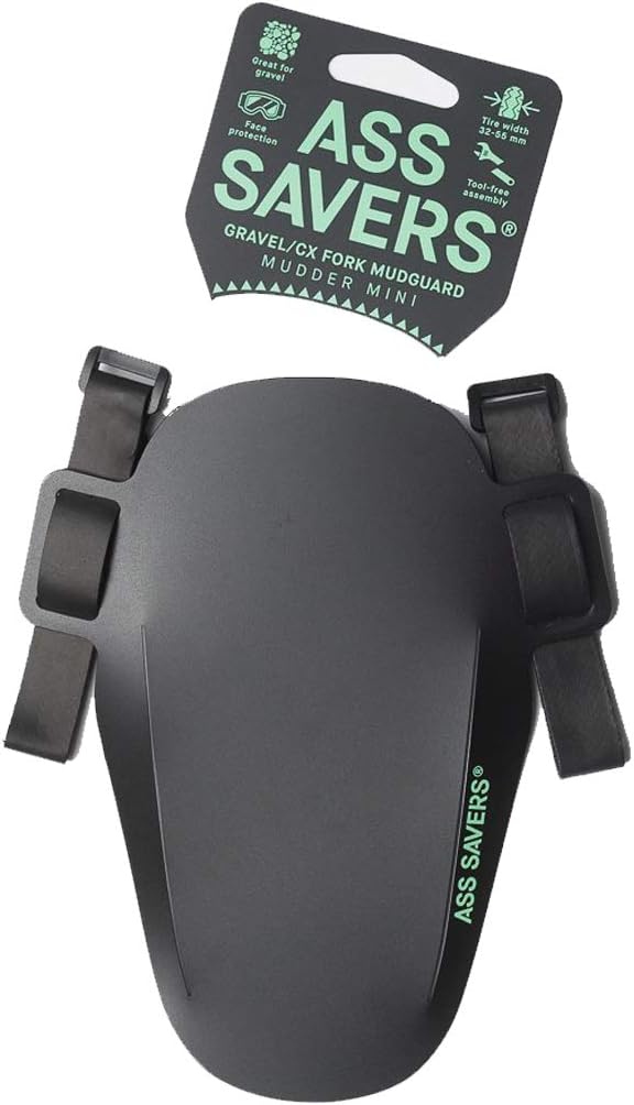 Ass Savers Mudder Mini - Bicycle Mudguard for Face & Headset Protection, Easy & Secure Fit with Anti-Slip Straps, Fits All Cross & Gravel Forks, for Tire Widths 32-55mm, Small & Lightweight