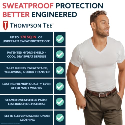 Men's Slim Sweatproof Undershirt Medium White - Odor & Sweat Blocking Rayon V-Neck