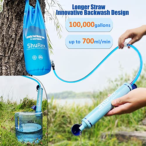 6L Gravity Water Filter System with Adjustable Tree Strap - Double Filter