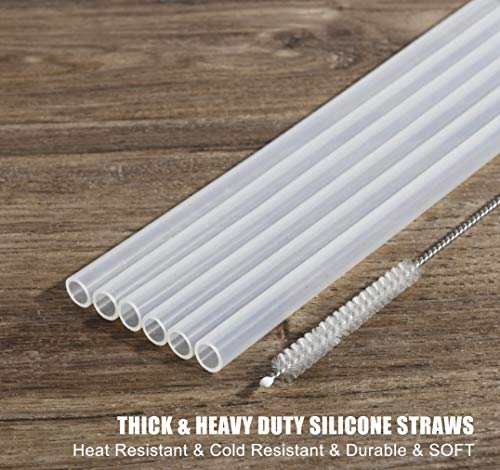 6 Pack Silicone Straws for 22oz Lifefactory Water Bottles - 250mm Compatible
