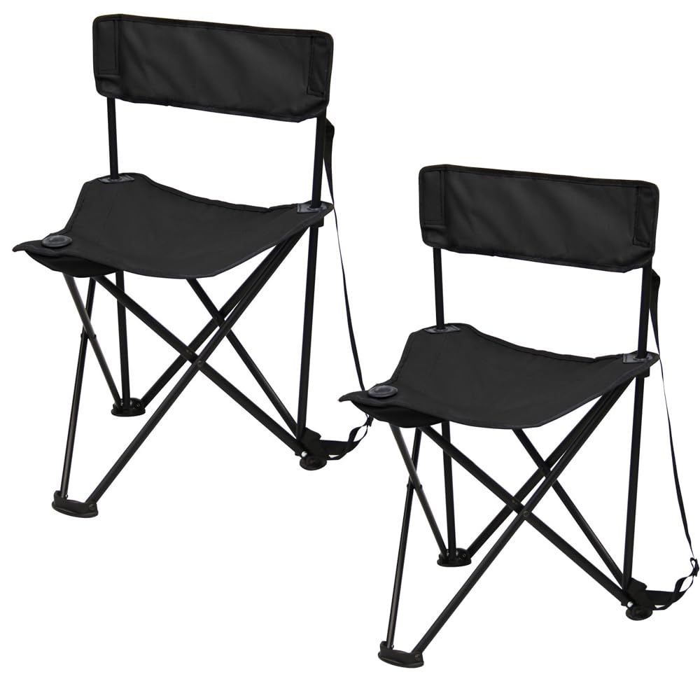 Preferred Nation Tripod Stool seat with backrest. Collapsible, Lightweight, and Portable with Built in Shoulder Carry Strap (Set of 2)