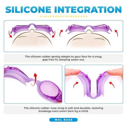 Kids Swimming Goggles, Soft Silicone Rubber, Leak-Proof Durable & Flexible,with Breathable Soft Case