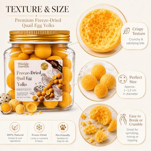 Freeze Dried Quail Egg Yolks for Dogs & Cats - 5.5 oz Treats & Meal Topper