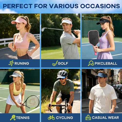 Black Lightweight Quick-Dry Sports Sun Visor with Sunglasses Slots for Golf & Tennis