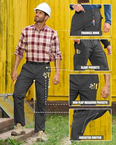 Men's Waterproof Cargo Tactical Pants - Stretch Ripstop Workwear for Outdoor & Hunting