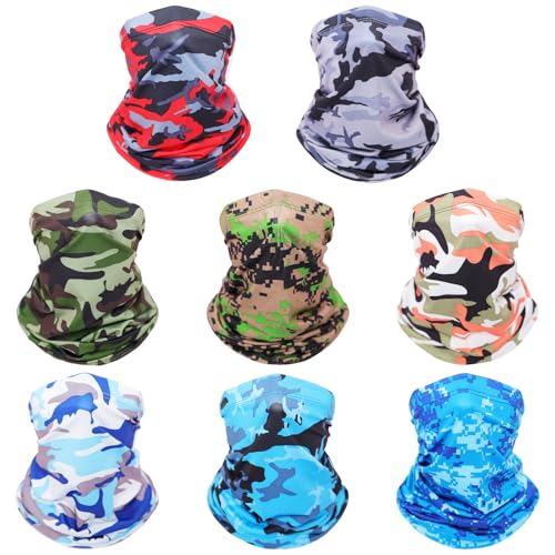 8 Pack Neck Gaiter Balaclava Gator Bandana Face Mask Cooling UV Protection Face Cover Neck Scarf for Men Women