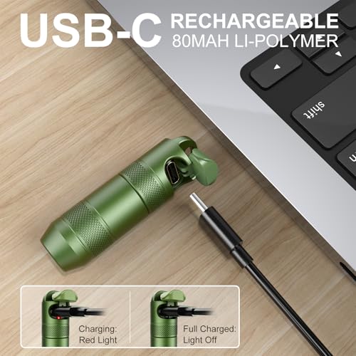 Green Rechargeable Mini Keychain Flashlight 100 Lumens Magnetic Compact